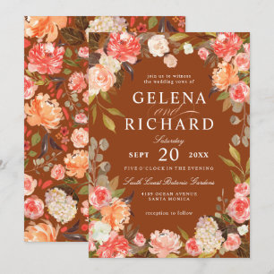 Convite Casamento Floral De Azeitona De Pó De Pó