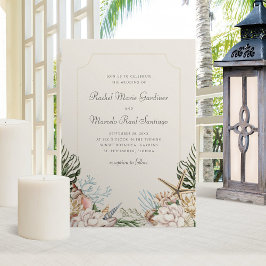 Convite Casamento Floral de Beach Seashells