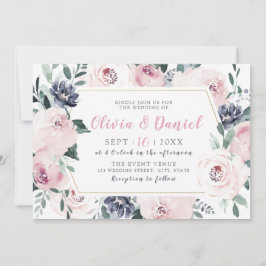 Convite Casamento floral de blush botânico
