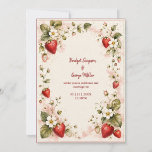 Convite Casamento floral de blush de berries elegante cott