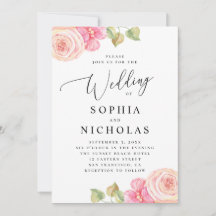 Casamento floral de blush rosa em aquarela elegant