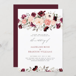Convite Casamento Floral de Blush Russo Virtual
