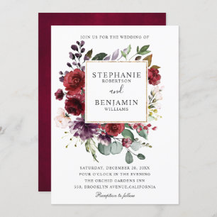 Convite Casamento Floral de Blush Watercolor