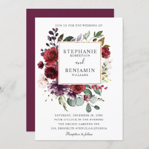 Convite Casamento Floral de Blush Watercolor