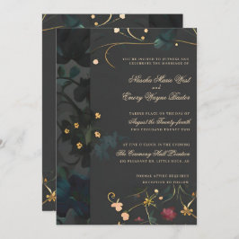 Convite Casamento Floral De Boho Abstrato De Cinza Gothic
