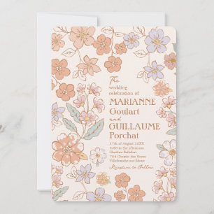 Convite Casamento Floral de Boho de Cor Personalizada do c
