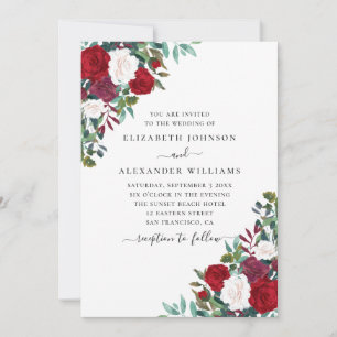 Convite Casamento floral de Boho. Flores elegantes, branca