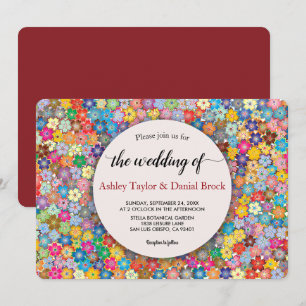 Convite Casamento Floral de Boho Summer Boho Chic Burgundy