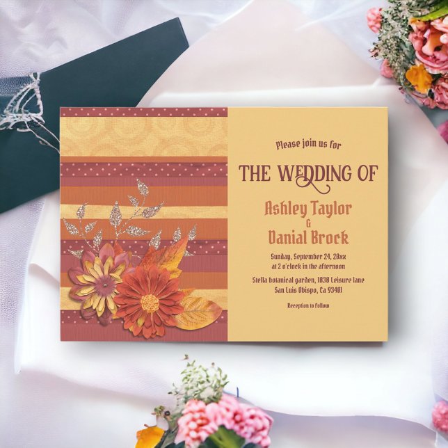 Convite Casamento Floral De Caligrafia Quimológica Elegant (Criador carregado)