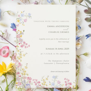 Convite Casamento Floral de Campo de Flores Silvestres Pri