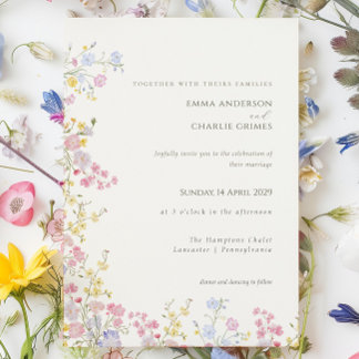 Convite Casamento Floral de Campo de Flores Silvestres Pri