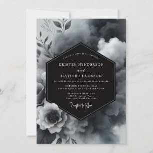 Convite Casamento Floral de Carvão Mal-humorado