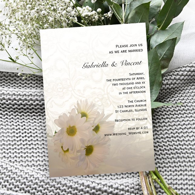 Convite Casamento Floral de Casa Branca e Disies (Criador carregado)