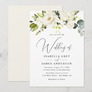 Convite Casamento Floral de Champanhe Elegante