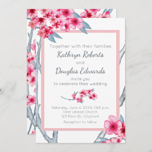 Convite Casamento Floral de Cherry Blossom