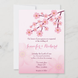 Convite Casamento Floral de Cherry Blossom Rosa Sakura