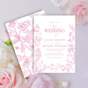 Convite Casamento Floral de Chinoiserie Francesa Elegante