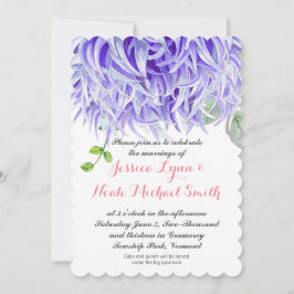 Convite Casamento Floral de Chrysanthemum Purple Watercolo