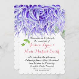Convite Casamento Floral de Chrysanthemum Purple Watercolo