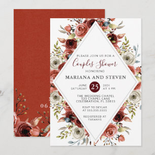 Convite Casamento Floral de Chuva de Casais Mistura de Out