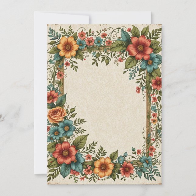 Convite Casamento Floral De Cinza Leve (Frente)