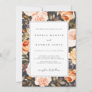 Convite Casamento Floral De Cinzas De Laranja Queimada