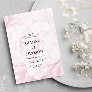Convite Casamento floral de coloração branca e elegante co