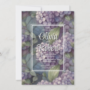 Convite Casamento floral de cor-de-água púrpura empoeirada