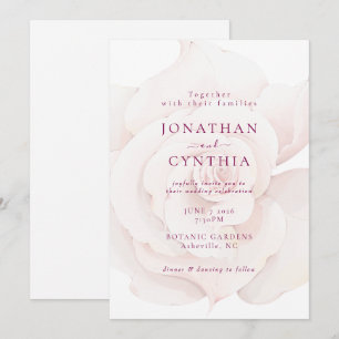 Convite Casamento Floral de Cor de Água Rosa Rosa Rosa Ele