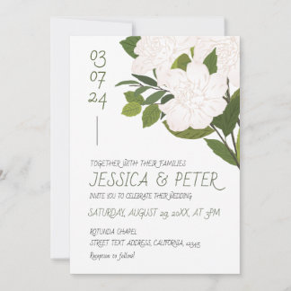 Convite Casamento Floral de Cor Verde Verde Rústica
