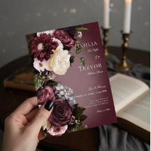 Casamento Floral de Cream Blur e Borgonha Escura