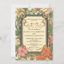 Convite Casamento Floral de Cream Green Vintage