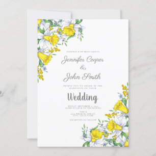 Convite Casamento Floral de Daffodil Daffodil Elegante