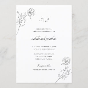 Convite Casamento Floral de Desenho Moderno