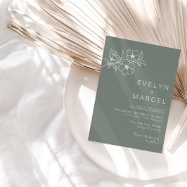 Convite Casamento Floral de Destino Verde Boho
