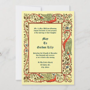 Convite Casamento Floral de Dragões em Estilo Medieval Vin
