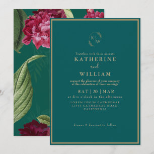 Convite Casamento floral de Dusty Rosa de Burgundy Verde E