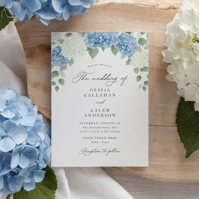 Convite Casamento Floral de Elegante Dusty Blue Hydrangea (Criador carregado)