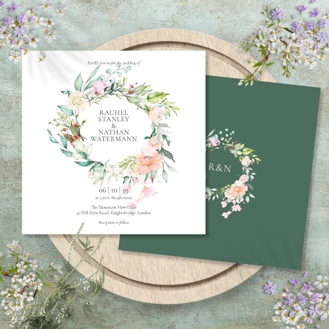 Convite Casamento Floral de Elegante Watercolor Greenery (Elegant Watercolor Greenery Floral Wedding Invitation)