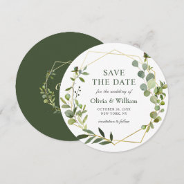 Convite Casamento Floral de Eucalipto Moderno SALVE A DATA