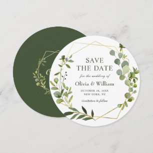 Convite Casamento Floral de Eucalipto Moderno SALVE A DATA