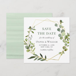 Convite Casamento Floral de Eucalipto Moderno SALVE A DATA