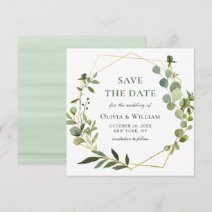 Convite Casamento Floral de Eucalipto Moderno SALVE A DATA