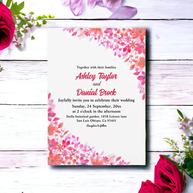 Convite Casamento Floral de Ferida Botânica Elegante (Criador carregado)
