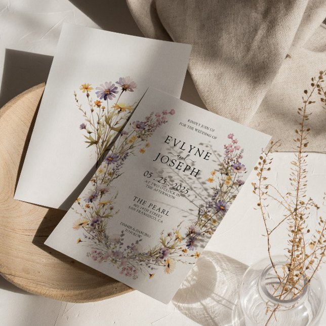 Convite Casamento Floral De Ferida Floral, Rosa-Púrpura, (Criador carregado)