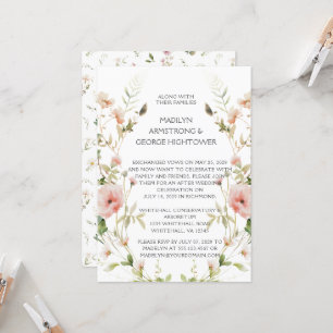 Convite Casamento Floral de Ferida Simples Rosa Monograma