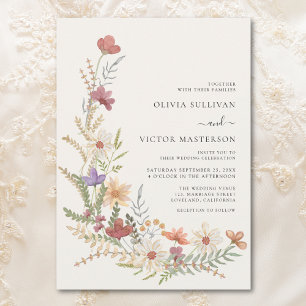 Convite Casamento Floral de Flor de Flor Selvagem