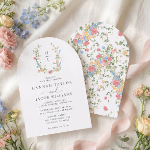 Convite Casamento Floral de Flor Silvestre Delicada
