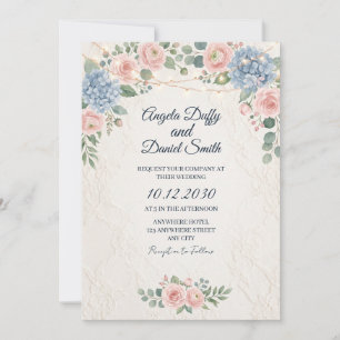 Convite Casamento Floral de Flor Silvestre Pastel