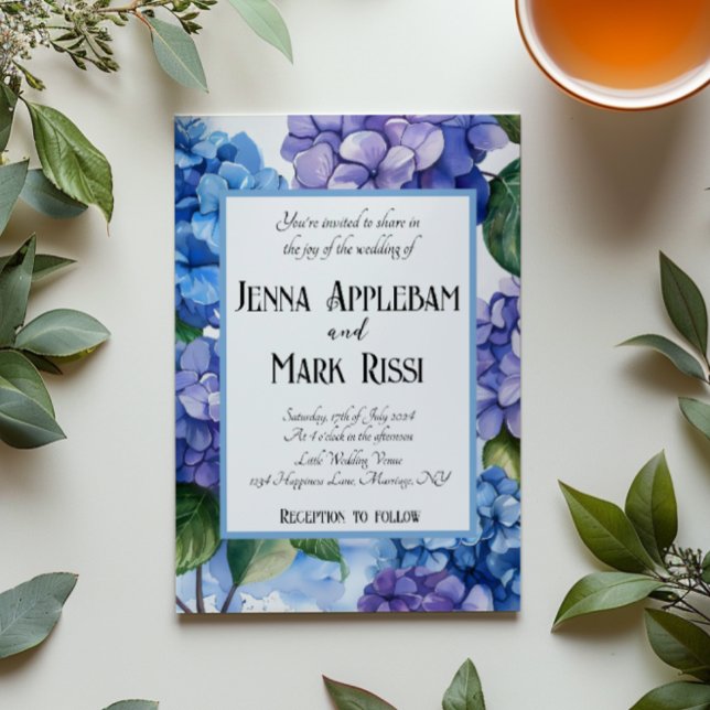 Convite Casamento Floral de Flores Azuis (Criador carregado)